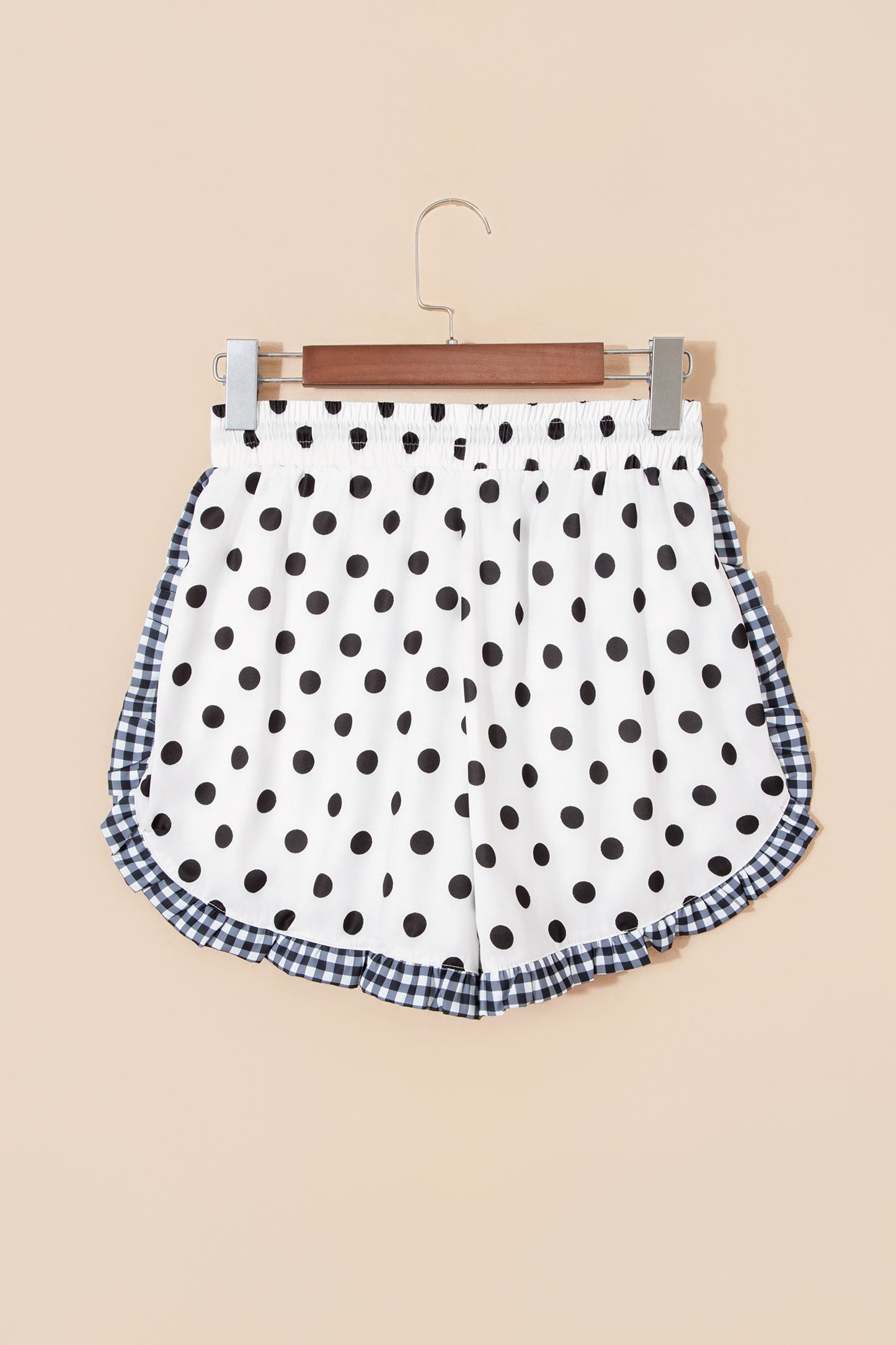 Pink Stripe Contrast Ruffle Trim Shorts