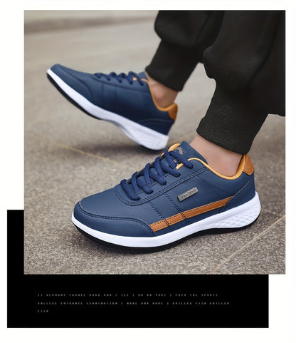 VanWeir Lightweight Men'S Shoes | Navy Blue/White, Lace-up Sports Shoes with MD/TPR Sole, Breathable Fabric Lining for Outdoor, Hiking & Casual Wear
