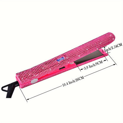 Bling Rhinestone Hair Straightener 2in 1 Flat Iron Hair Straightener Curler for All Hair Styles Professional Fast Adjustable Temperatures Hair Straightener,  Salon Equipment, Decorative Iron, Heatresistant Material, Smooth Gl