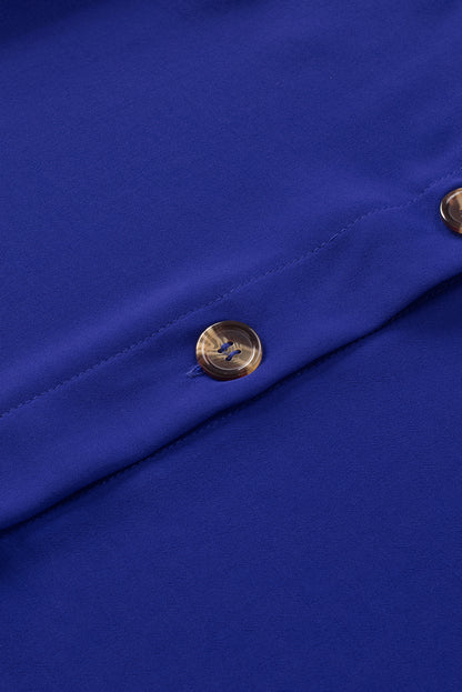 Blue Spaghetti Strap Buttoned Tank Top