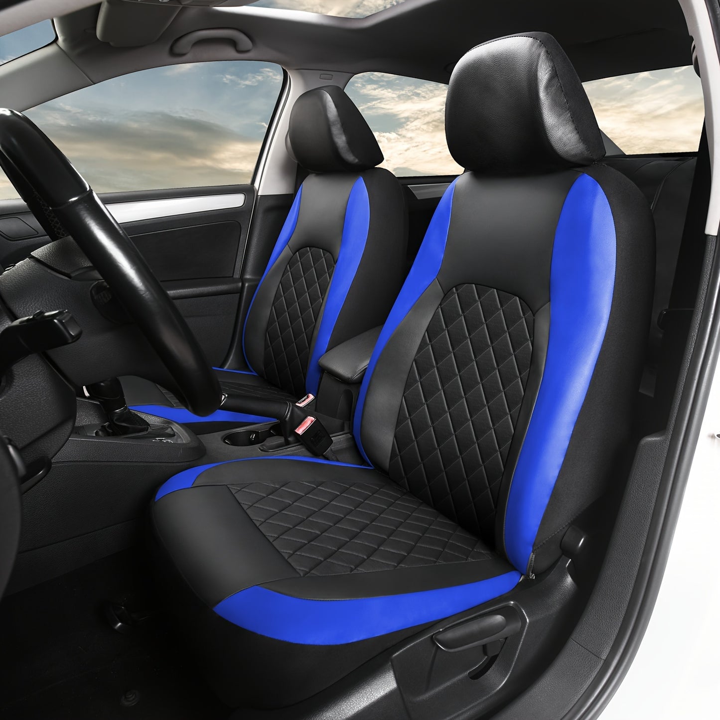 Universal Faux Leather Car Seat Covers Full Set Car Seat Covers Full Set Front Seats and Rear Bench, Universal Fit 5 Seat Covers for SUV, Automotive Truck, Scratch Proof