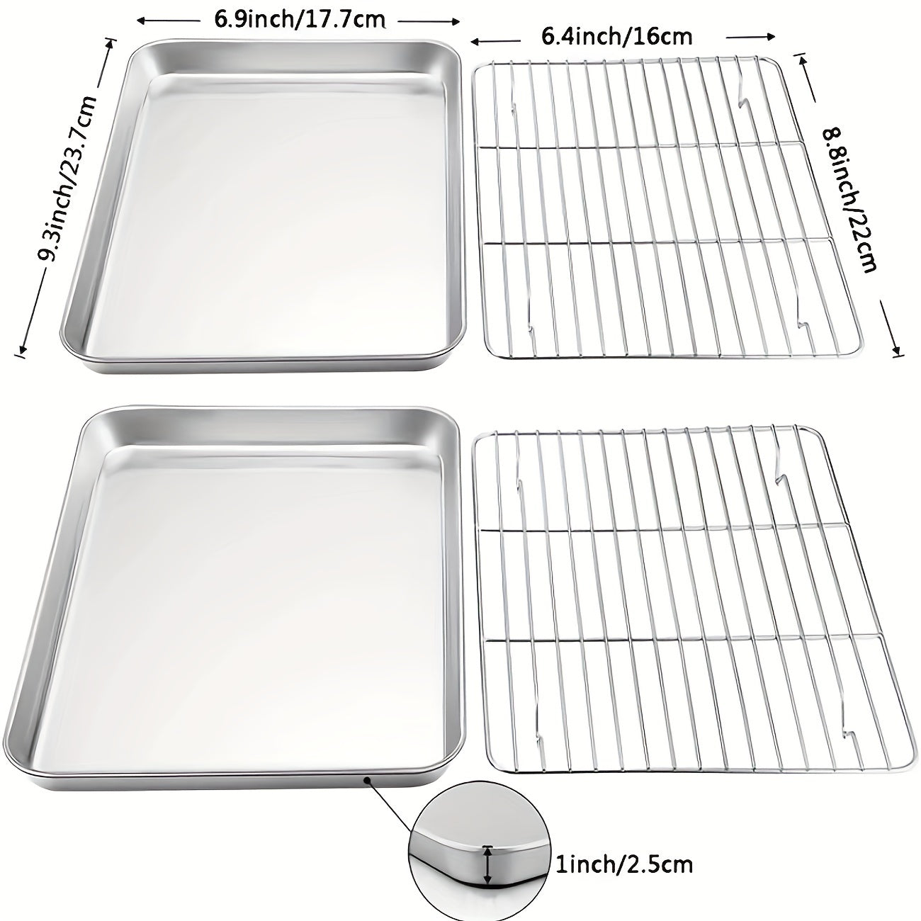 1pc Baking Sheet And Rack, Stainless Steel Cookie Sheet, Baking Pan Tray with Cooling Rack, Toxic & Healthy, Free & Dishwasher Safe, for Outdoor Picnic Party BBQ Accessories Kitchen Accessories