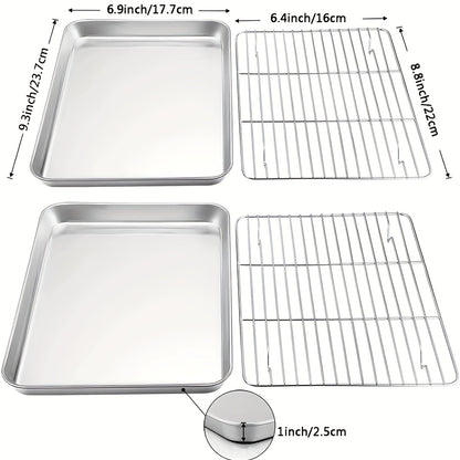 1pc Baking Sheet And Rack, Stainless Steel Cookie Sheet, Baking Pan Tray with Cooling Rack, Toxic & Healthy, Free & Dishwasher Safe, for Outdoor Picnic Party BBQ Accessories Kitchen Accessories