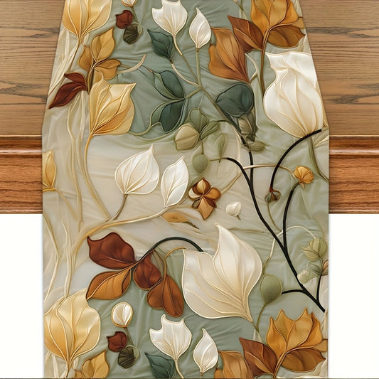 1pc, Rustic Linen Floral Table Runner, Colorful Printed Tablecloth for Kitchen, Dining Room, Outdoor Parties, Holiday Decor