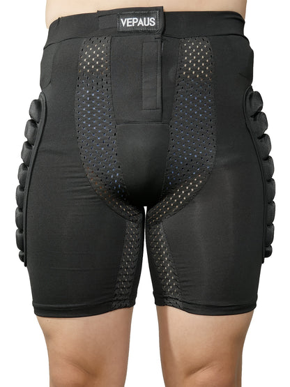 VEPAUS Breathable 3D Padded Shorts for Ice Hockey, Snowboarding, Gymnastics, Roller Skating - Moisture Wicking, Flexible, High Stretch Polyester Knit Fabric, Regular Fit, Four Seasons Sports Gear