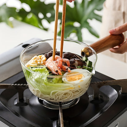 [Clear Glass Saucepan] 1pc High Borosilicate Glass Single Handle Clear Pot - Non-stick Stove Top Saucepan - Milk Butter Heating Instant Noodle Cookware