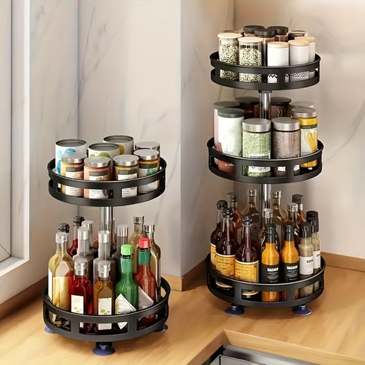 [Multipurpose] Rotating Organizer | Non-Slip | Countertop Storage | Tableware, Makeup, Spice | Kitchen Storage