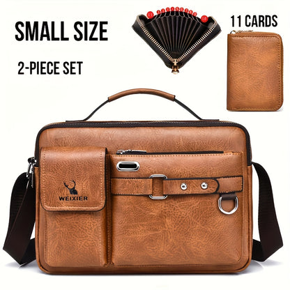 WEIXIER Men's Crossbody Bag Compatible for / - Adjustable Business & Casual Shoulder Pack, Office Bag, Gift for, Husband, Boyfriend ( Material)
