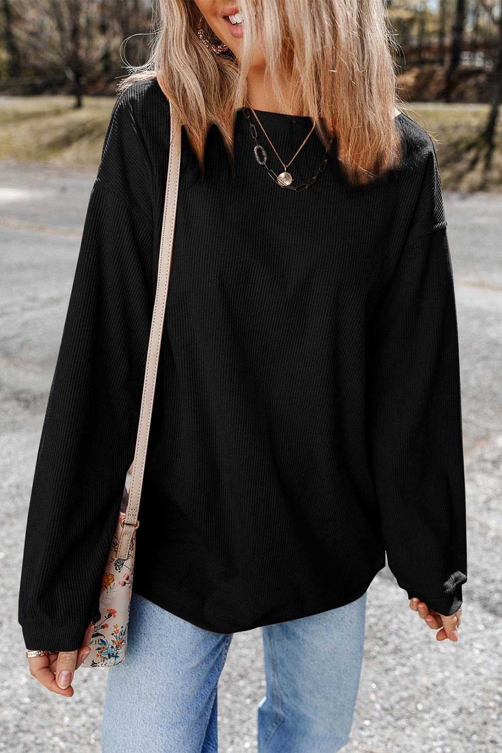 Grass Green Ribbed Corduroy Oversized Sweatshirt