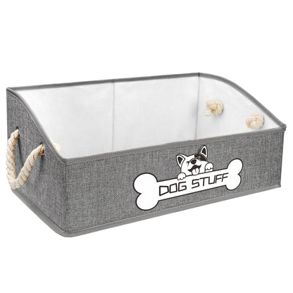 Collapsible Fabric Dog Toy Box And Storage Bin with Handle - Trapezoid Basket Chest Organizer for Pet Toys, Blankets And Accessories
