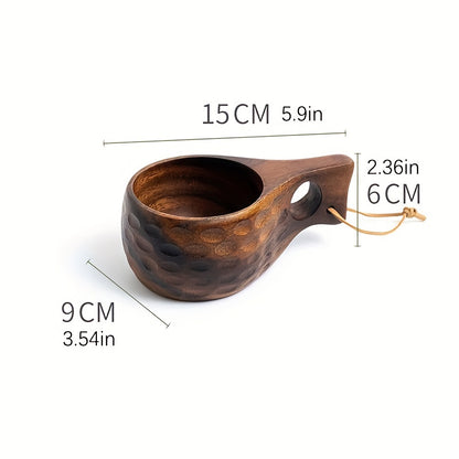 Handmade Wooden Milk Cup Acacia Wood Coffee Mugs with Carrying Rope Handle Camping Drinkware Cups Artifact Kitchen Tools