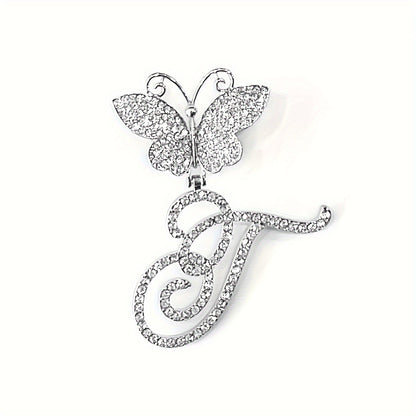 Trendy Shiny Butterfly Cursive Letter Cuban Chain Anklet For Women A-Z Letters Anklets Punk Hip Hop Style Sparkling Barefoot Jewelry