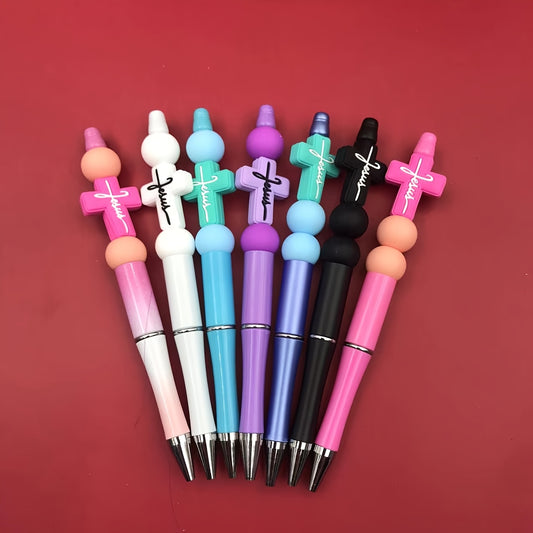 7pcs Silicone Cross Ballpoint Pen Set, Novelty DIY Twist Pens, Round Barrel Writing Instruments, Assorted Colors, for Teens & Adults, Office, School, Work, Ideal Gift for Holidays
