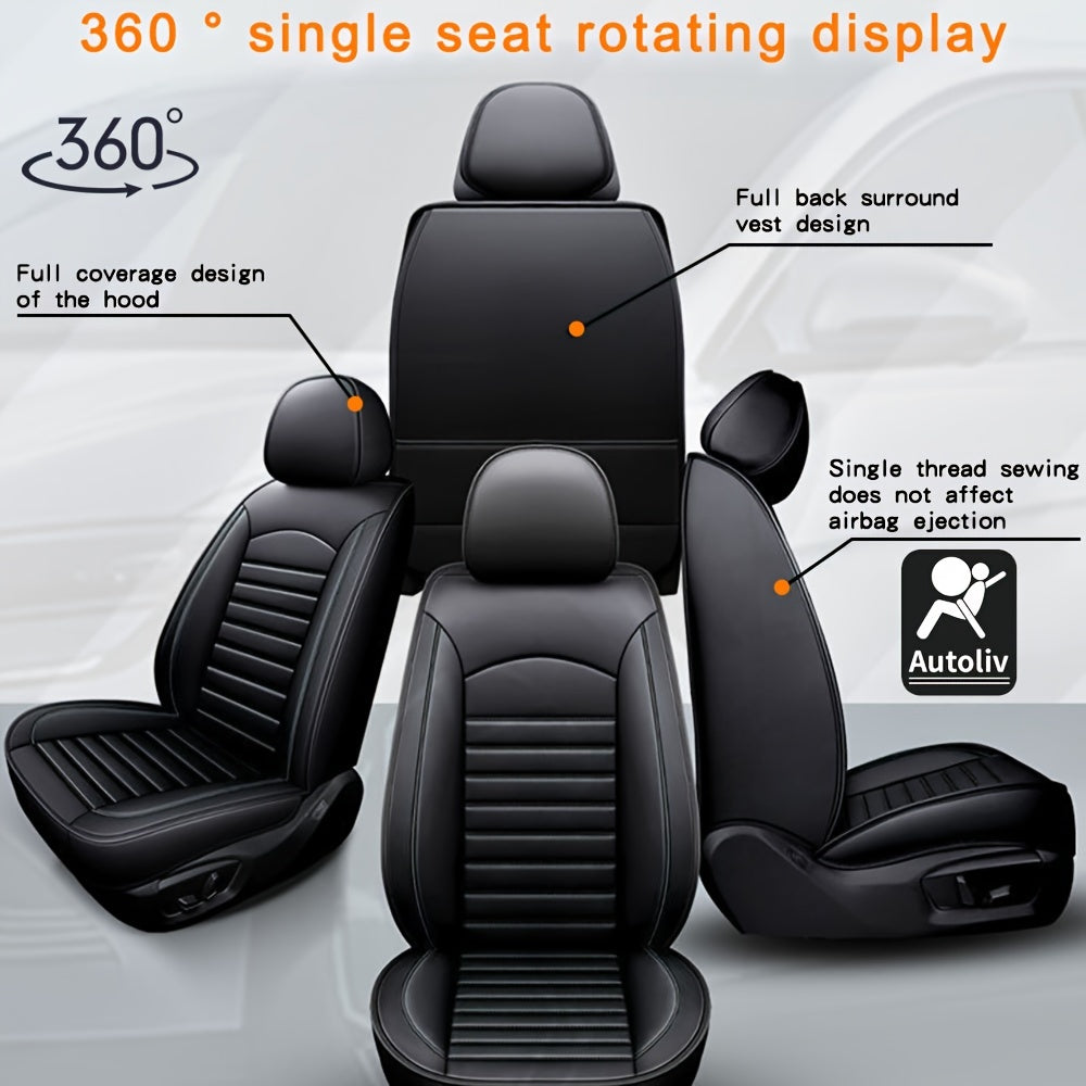 Car Seat Covers Full Set, 5 Seats Universal Seat Covers for Cars, Waterproof Leather Auto Seat Protectors, Front and Rear Seat Protectors