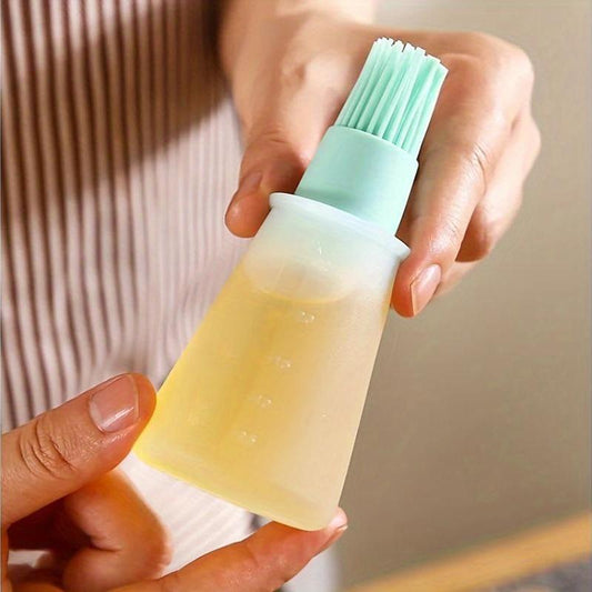 High-Temp Resistant Silicone Bbq Oil Brush With Dispenser - Outdoor Cooking Essential, Kitchen Gadget