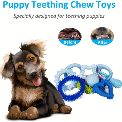 5/10/15pcs of Random Style Random Color Dog Chew Toys, Pet Toys, Suitable for Teething, Entertainment And Interaction, Puppy Chew Toy Pack, with Rope Knots, Rope Balls, Thorn Rings, Etc., Suitable for Small Dog Gifts