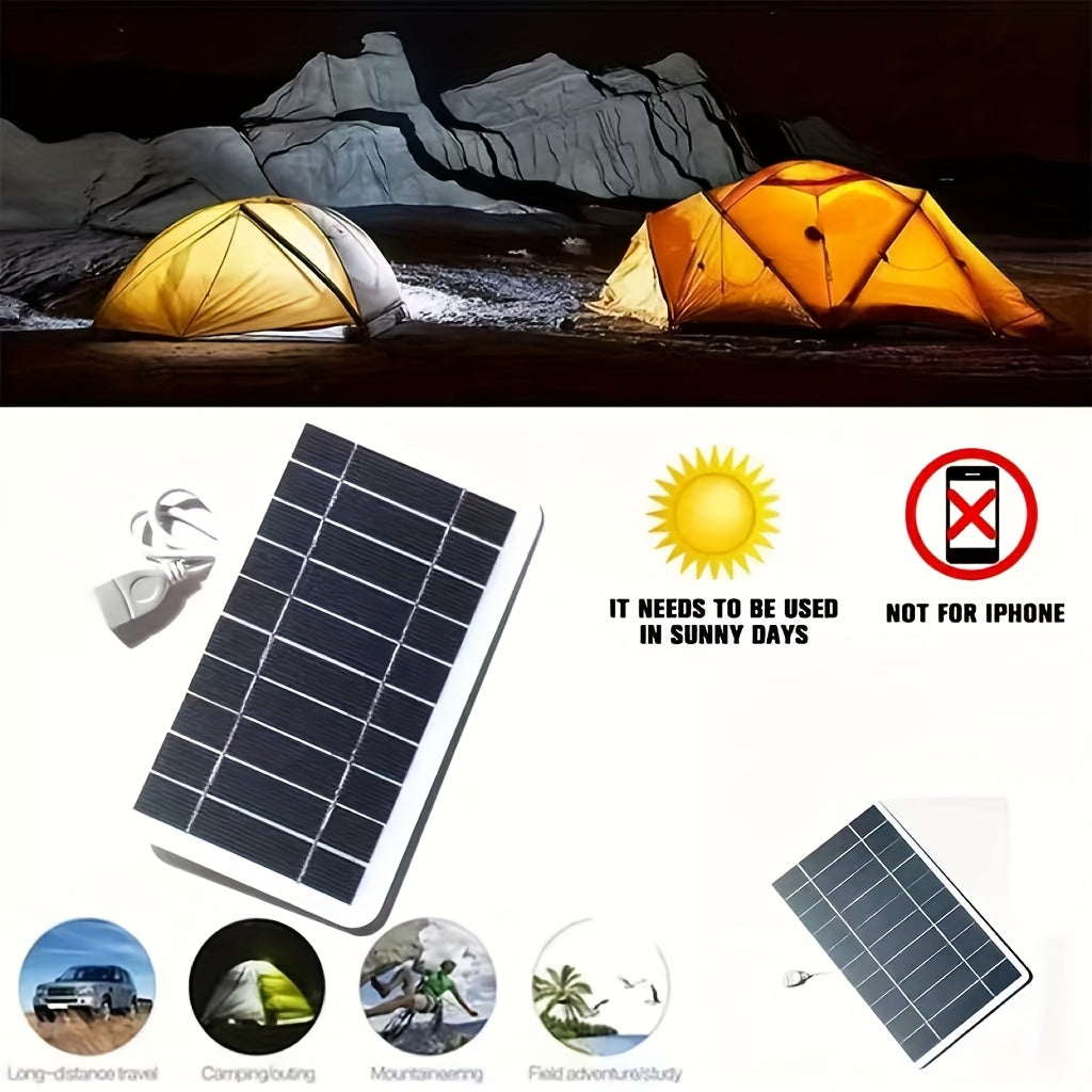 2W Solar Charger Portable Solar Panel with USB, Compact & Lightweight Outdoor Solar Power Bank Charger Compatible for for Power Banks, Phones, Flashlights, USB- Devices (Camping, Hiking, Emergency)