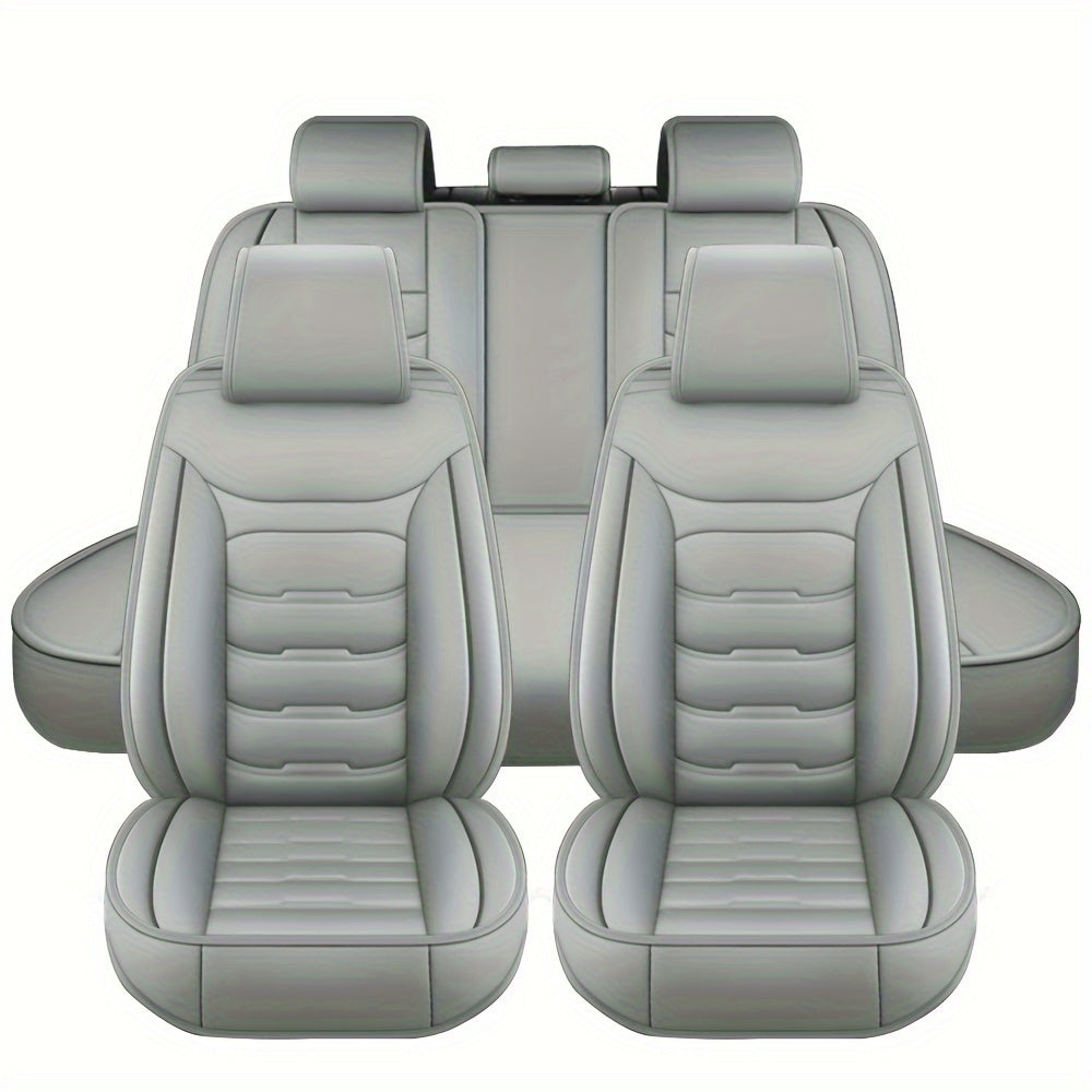 5 Seat Car Seat Covers PU Leather Seat Covers Full Set Waterproof for Car Sedan SUV Truck Vans Front & Rear Seat Cushion Protector with Back Big Storage Bag