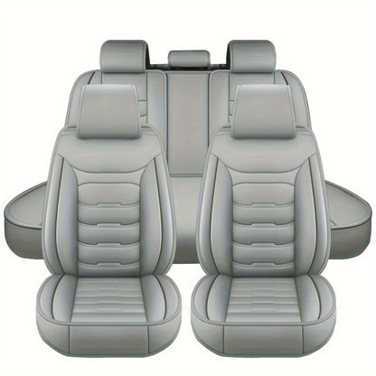 5 Seat Car Seat Covers PU Leather Seat Covers Full Set Waterproof for Car Sedan SUV Truck Vans Front & Rear Seat Cushion Protector with Back Big Storage Bag