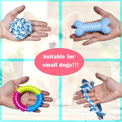 6/10/15pcs Random Style and Color Dog Chew Toys, Pet Toys for Teething, Entertainment, and Interaction, Puppy Chew Toy Pack with Knots, Rope Balls, and Spike Rings, Ideal Gift for Small Dogs