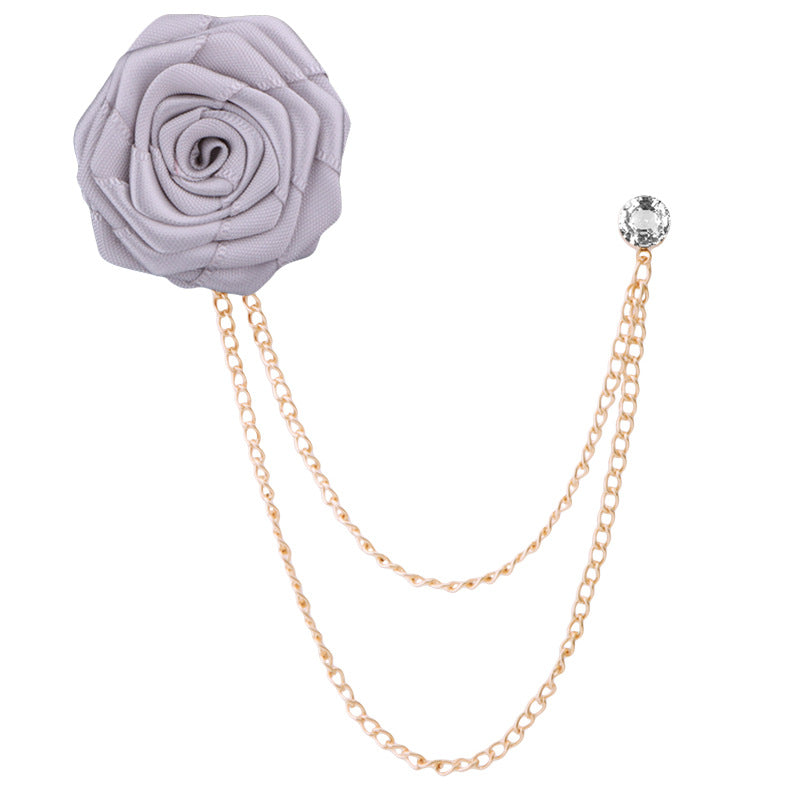 Men's Wedding Ceremony Groom Handmade Rose Chain Brooch