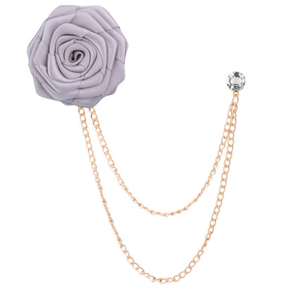 Men's Wedding Ceremony Groom Handmade Rose Chain Brooch