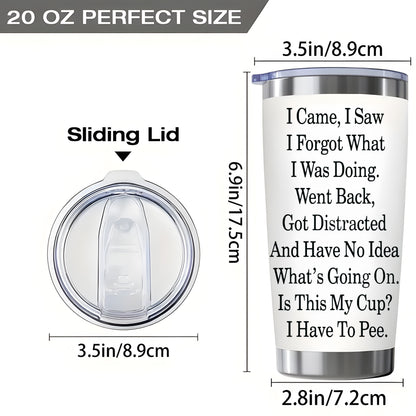 1pc, Senior Citizen Tumbler With Lid, 20oz Stainless Steel Water Bottle, Insulated Water Cups, Summer Winter Drinkware, Outdoor Travel Accessories, Valentine's Day Gifts For Women Men