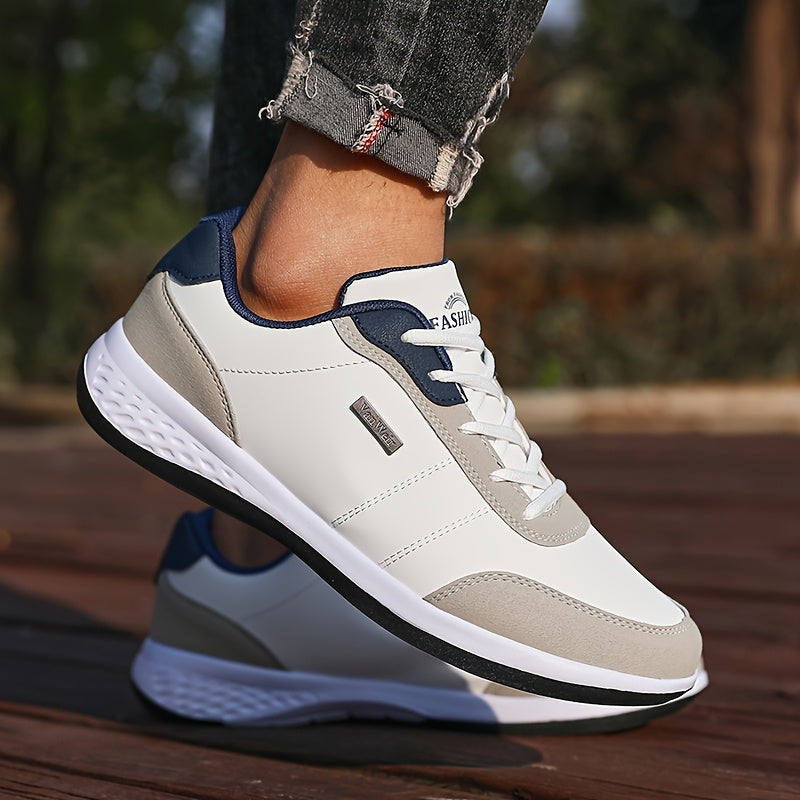 VanWeir Lightweight Men'S Shoes | Navy Blue/White, Lace-up Sports Shoes with MD/TPR Sole, Breathable Fabric Lining for Outdoor, Hiking & Casual Wear