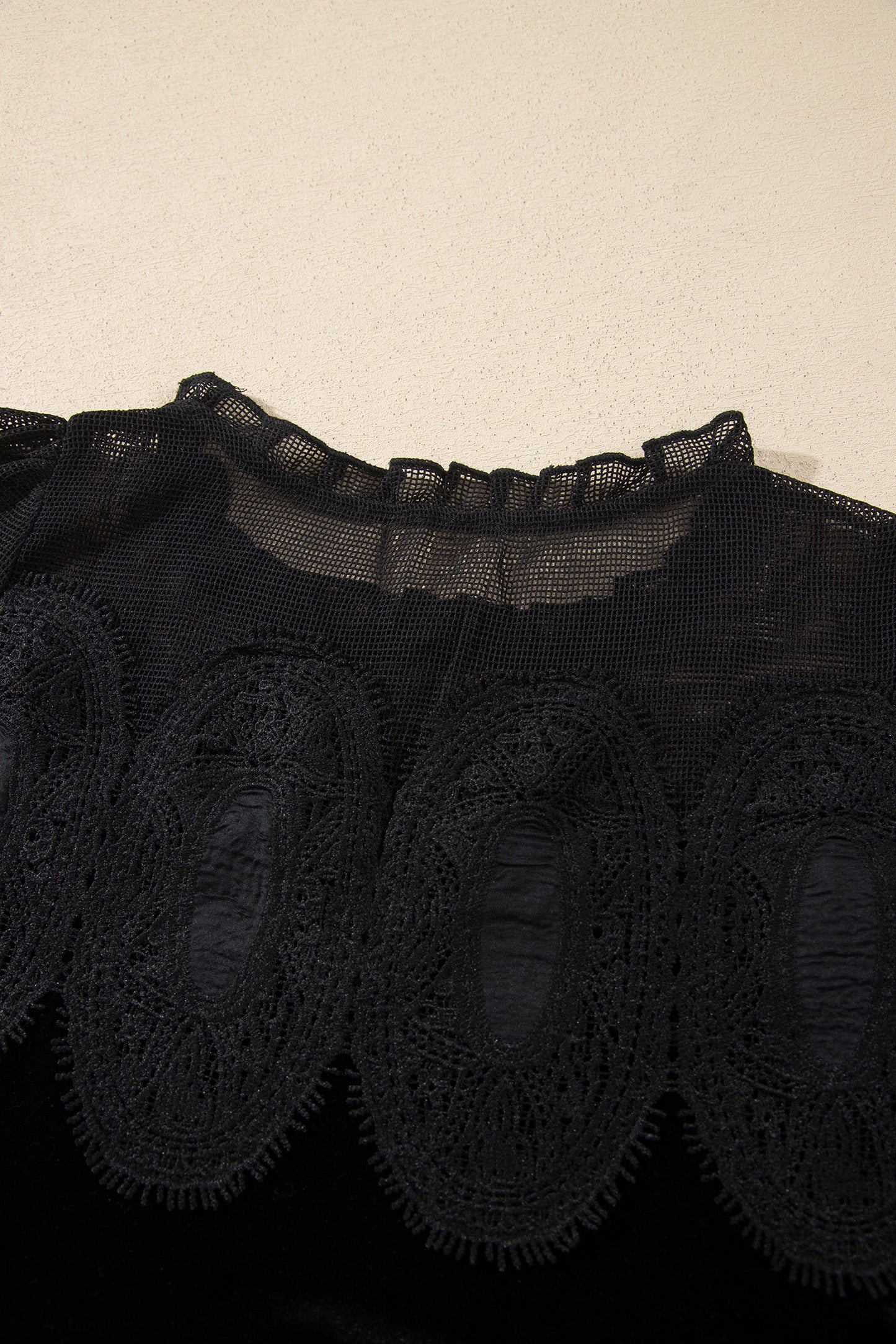 Black Embroidered Velvet Short Sleeve Mini Shift Dress