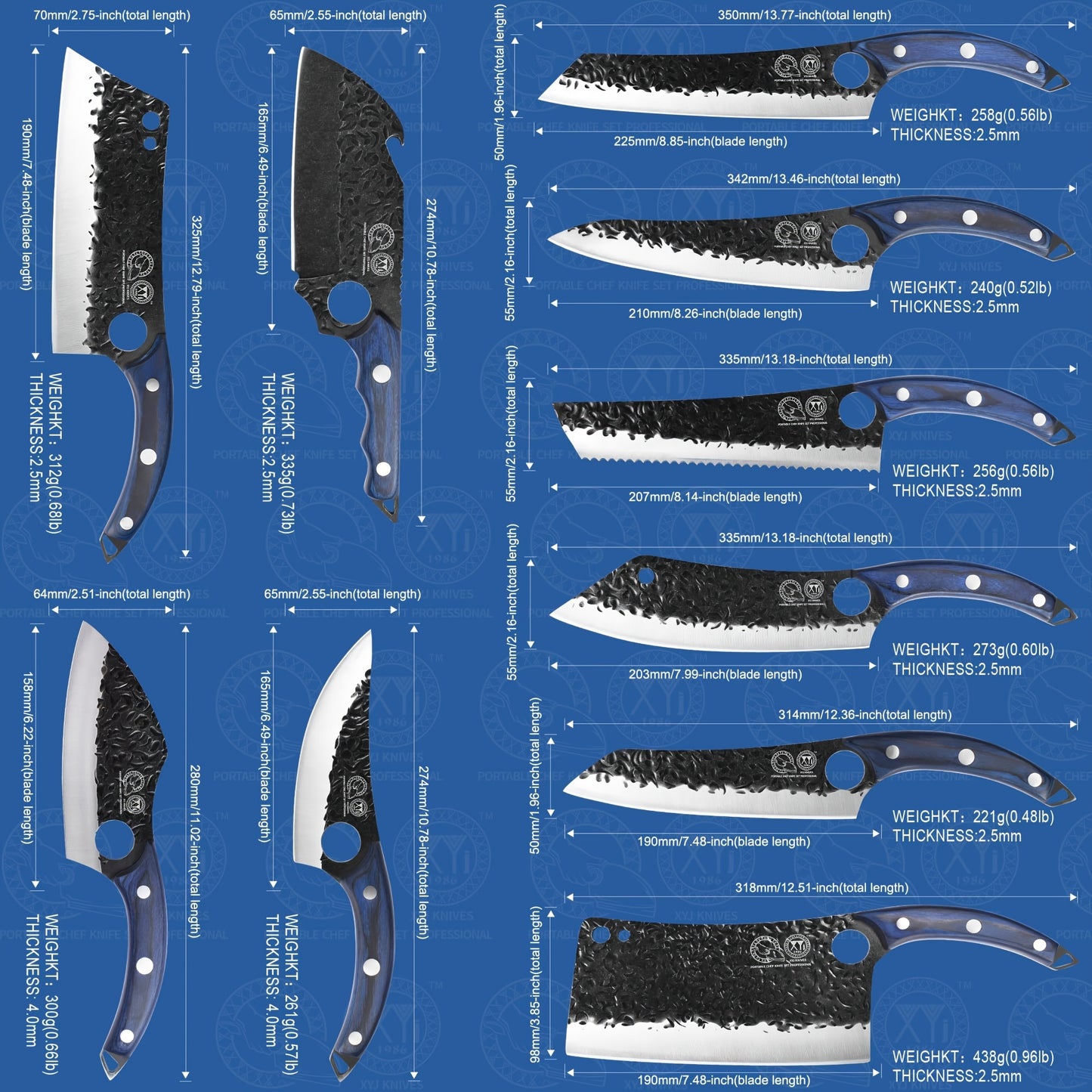 Professional Forged Knife Set With Roll Bag Scissors Honing Steel Whetstone, 10 Pcs Kitchen Knives Large Butcher Knife Set, Personalized Gifts For Women Men Birthday Christmas Mothers Fathers Unique Presents For Mom Dad Frien