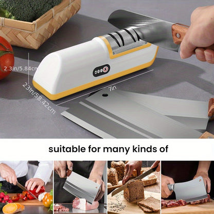 Knife Sharpener Professional 2-Stage Electric Knife Sharpener, Knife Sharpener for Kitchen Knives with Quick Sharpening and Polishing Function, Easy to use for all kinds of kitchen knives