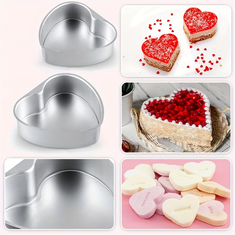3-Piece Heart-Shaped Cake Pan Set with Removable Bottoms - Aluminum Bakeware for Birthdays, Christmas, Mother's Day, Graduation, Juneteenth, 4th of July - Manual, Non-Stick, 4/6/8 Inch