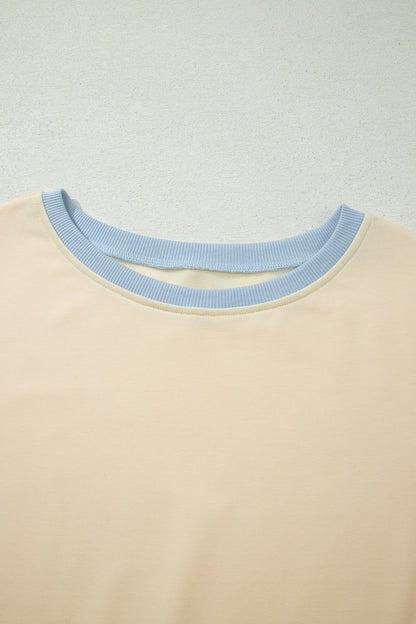 Moonlight Jade Colorblock Edge Drop Shoulder T Shirt and Skort 2Pcs Set