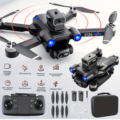 GPS Drone with 4K Camera for adults Beginner, Ult-Long Flight Time, Optical Flow, 5G Transmission Foldable FPV RC Quadcopter with Brushless Motors, No obstacle avoidance, GPS Auto Return Home, Intelligent Follow Me, Include 2