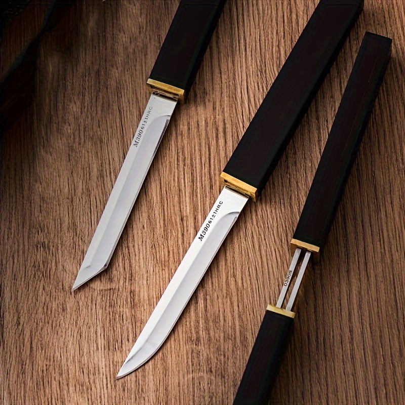 2pcs/set Premium Double Blade Stainless Steel Kitchen Knives - Sharp Cutting Edge, Ergonomic Black Wood Handle, Easy Meat Cleaving, Durable and Rust-Resistant, Perfect for Home and Professional Chefs