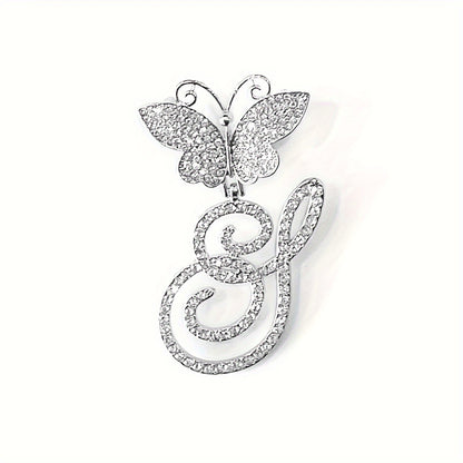 Trendy Shiny Butterfly Cursive Letter Cuban Chain Anklet For Women A-Z Letters Anklets Punk Hip Hop Style Sparkling Barefoot Jewelry