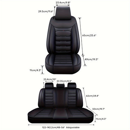 5 Seat Car Seat Covers PU Leather Seat Covers Full Set Waterproof for Car Sedan SUV Truck Vans Front & Rear Seat Cushion Protector with Back Big Storage Bag