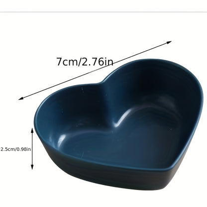 10pcs, Heart Shaped Sauce Dipping Bowls, Wheat Straw Dip Bowls, Small Plastic Appetizer Plates, Dinnerware, Home Kitchen Accessories