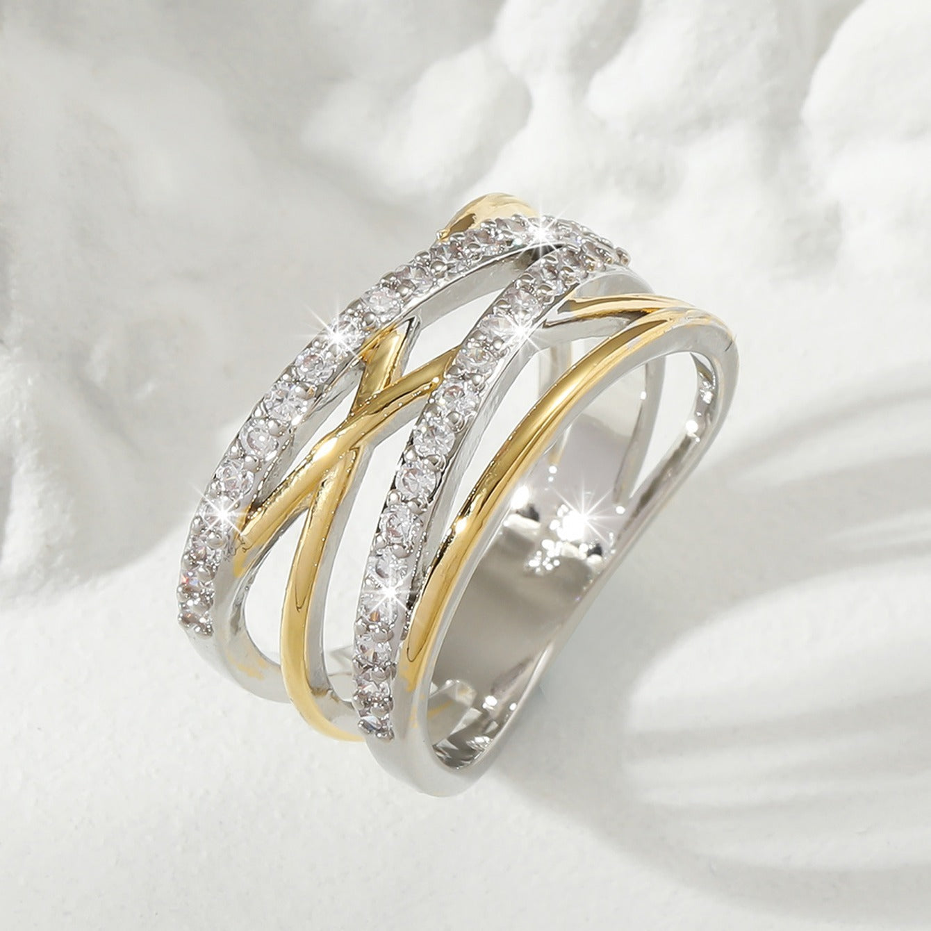 Luxury Infinity zirconia Eternity Ring 18K Gold Plated Wedding Engagement Party Decor For Bride Women Girls Gift
