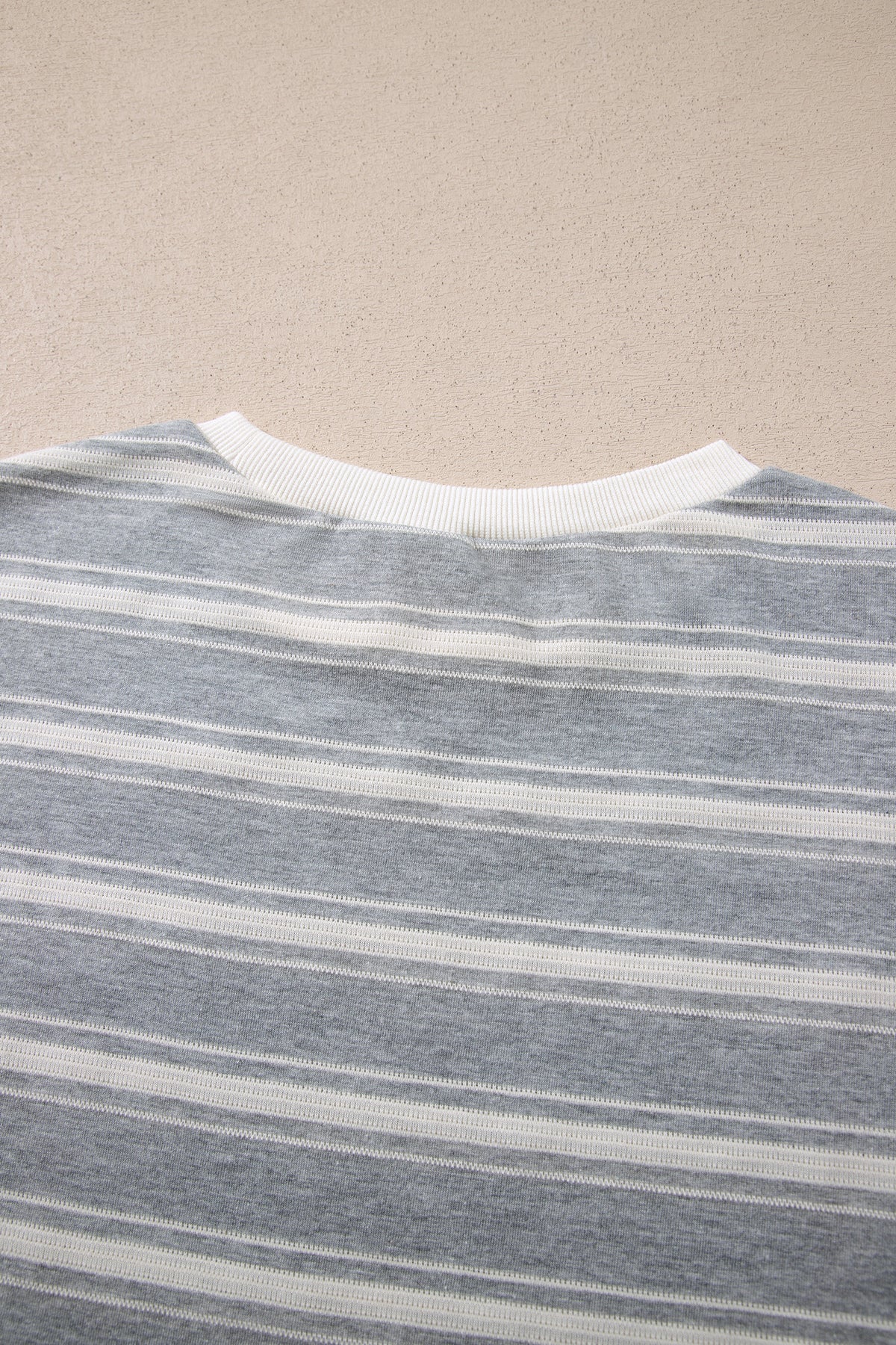 Gray Stripe Long Sleeve Round Neck Tunic Top