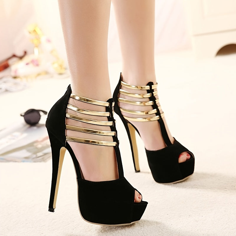 Women's Stiletto High Heels, Ankle T-strap Platform Peep Toe Pumps - Party & Dress Heels - For Women - Suitable for Parties, Weddings & Special Occasions - Perfect Gift for Fashionable Women