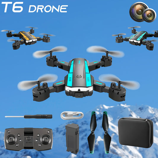 [Dual Cameras T6 Drone Gesture] T6 drone, dual cameras, one click takeoff and landing, 540 ° intelligent obstacle avoidance, gesture recognition, intelligent hovering, Halloween/Christmas/birthday/new year gifts