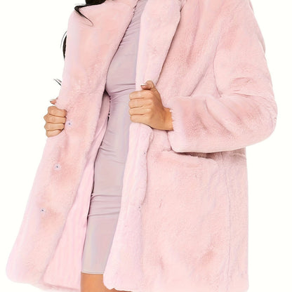 Winter Warm Plush Loose Coat, Casual Long Sleeve Fashion Teddy Outerwear, Women's Clothing