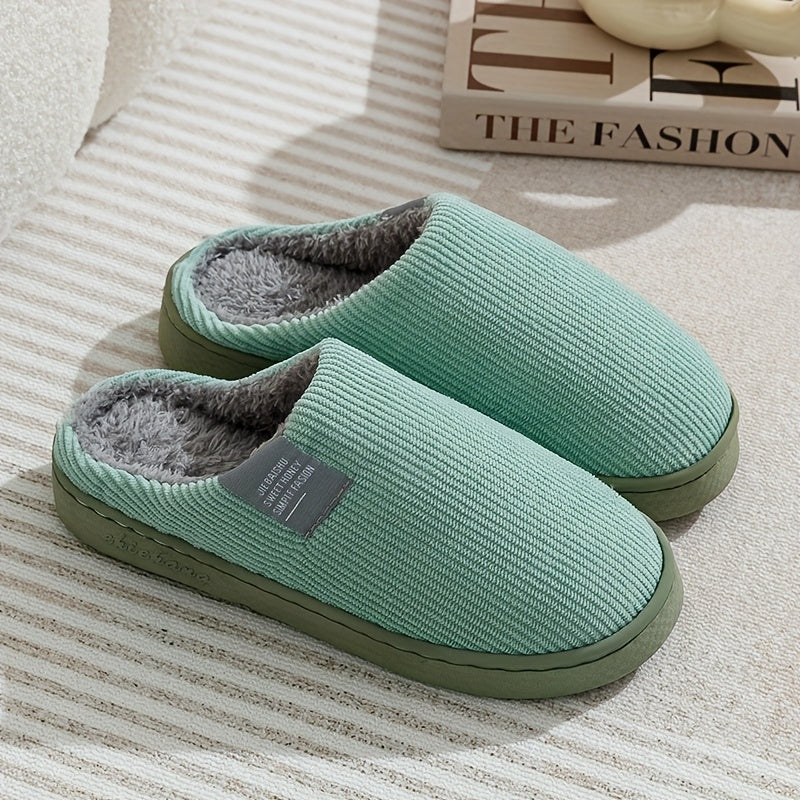 [Soft Plush House Shoes] Plush Women's & Unisex Slip-On Slippers | Non-Slip Rubber Sole, Winter Warm Indoor House Shoes, Soft Cushioned Footbed | Multi-Color (Pink, Blue, Grey, Brown, Green, Yellow, Orange) for Home, Postpart