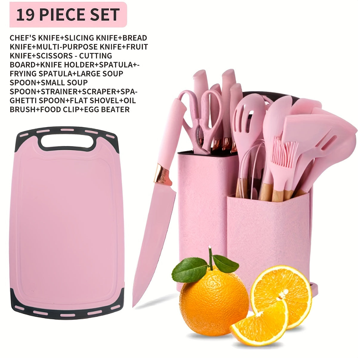 19-Piece Silicone Kitchen Utensil Set With Knife And Cutting Board, Storage Bucket, Set, Wooden Handles, Heat Resistant, Non-Stick Cooking Tools - Perfect Kitchen Gadgets For Easy Cooking And Cleaning, The Perfect Holiday Gif