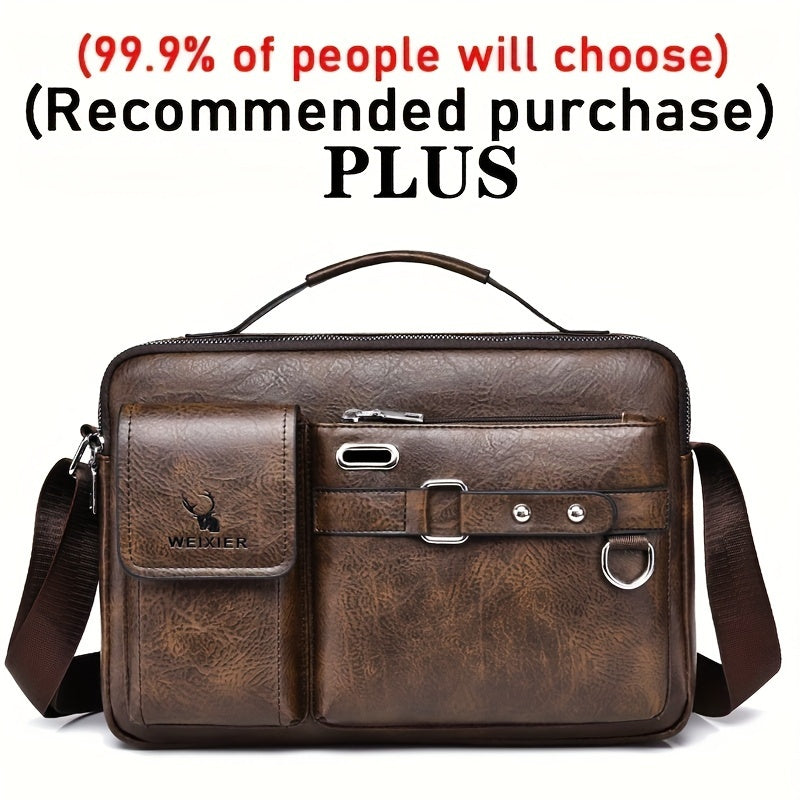 WEIXIER Men's Crossbody Bag Compatible for / - Adjustable Business & Casual Shoulder Pack, Office Bag, Gift for, Husband, Boyfriend ( Material)