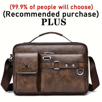 WEIXIER Men's Crossbody Bag Compatible for / - Adjustable Business & Casual Shoulder Pack, Office Bag, Gift for, Husband, Boyfriend ( Material)