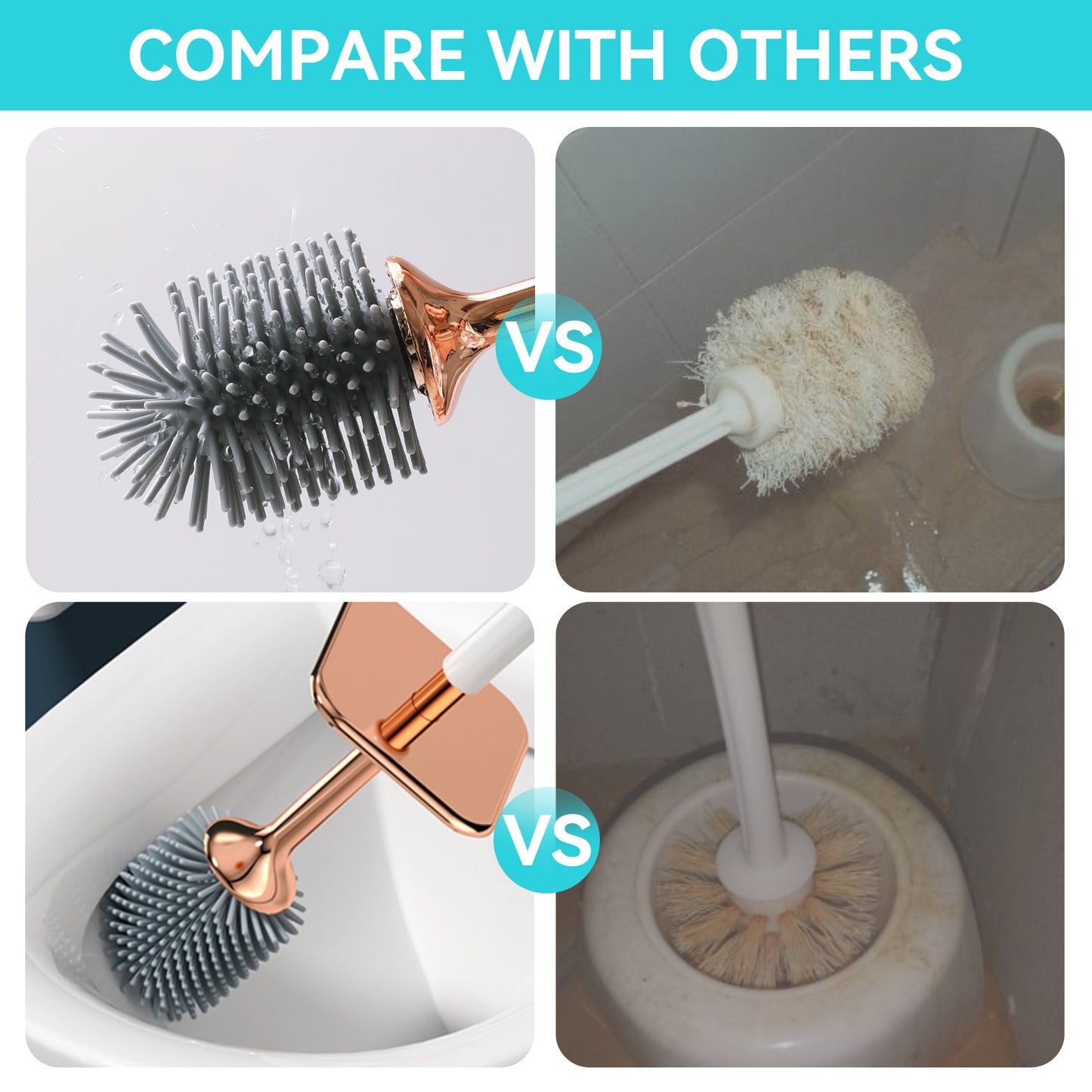 Aokala Toilet Brush And Holder, Elegant Toilet Bowl Brush Set with Ergonomic Long Handle, Modern Bathroom Decor Cleaning Accessories, Durable, Deep Cleaning Christmas Gifts/Halloween Gifts! - Black & White