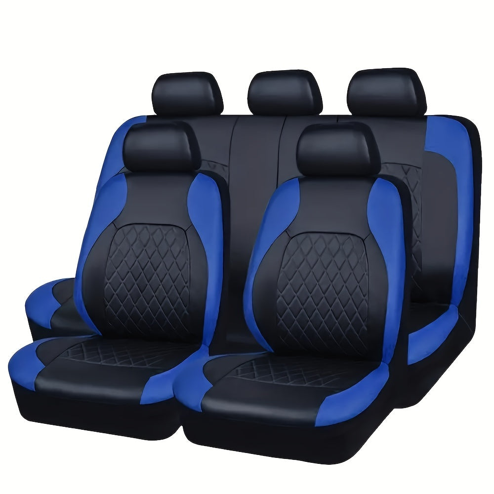 Universal Faux Leather Car Seat Covers Full Set Car Seat Covers Full Set Front Seats and Rear Bench, Universal Fit 5 Seat Covers for SUV, Automotive Truck, Scratch Proof