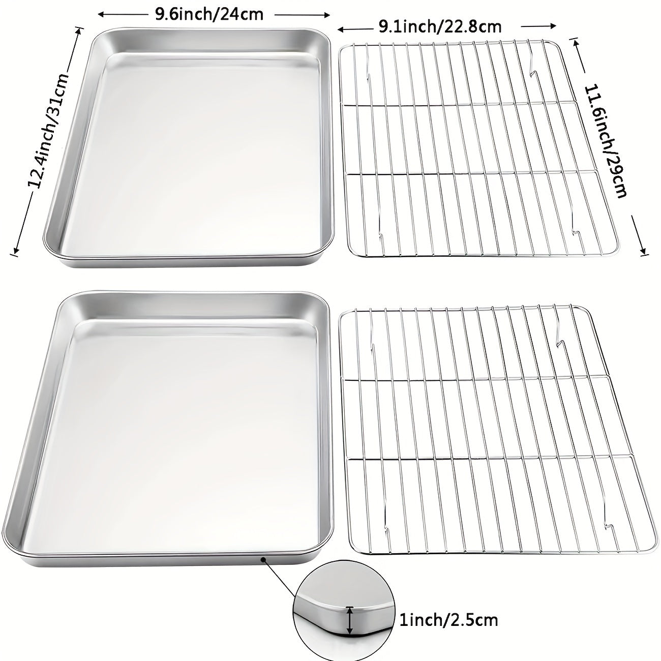 1pc Baking Sheet And Rack, Stainless Steel Cookie Sheet, Baking Pan Tray with Cooling Rack, Toxic & Healthy, Free & Dishwasher Safe, for Outdoor Picnic Party BBQ Accessories Kitchen Accessories